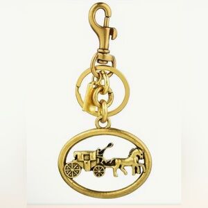 Elegant Gold Horse and Carriage Keychain/Bag  Charm - New